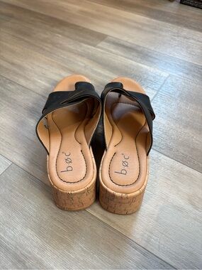 boc Black Cork Wedge Mules